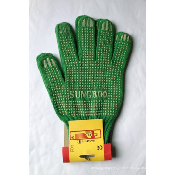 Gant vert, gant PVC DOT, gants de travail de sécurité